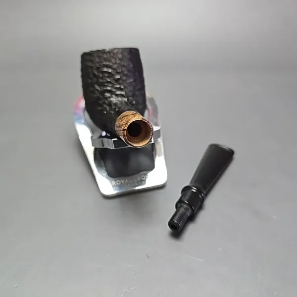 MBSD Briars by Piero Vitale Black Rusticated Billiard w/ Olivewood Briar Pipe, New - Image 13