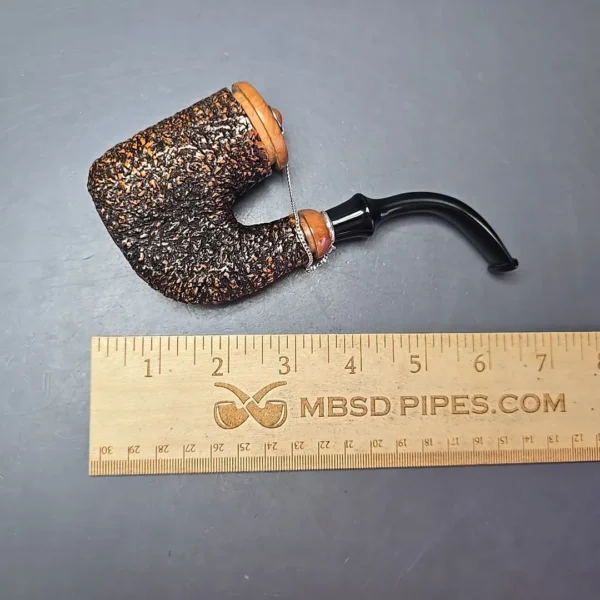 Brebbia Oom Paul Rocciata Rusticated Estate Briar Pipe, Unsmoked, 9mm - Image 14