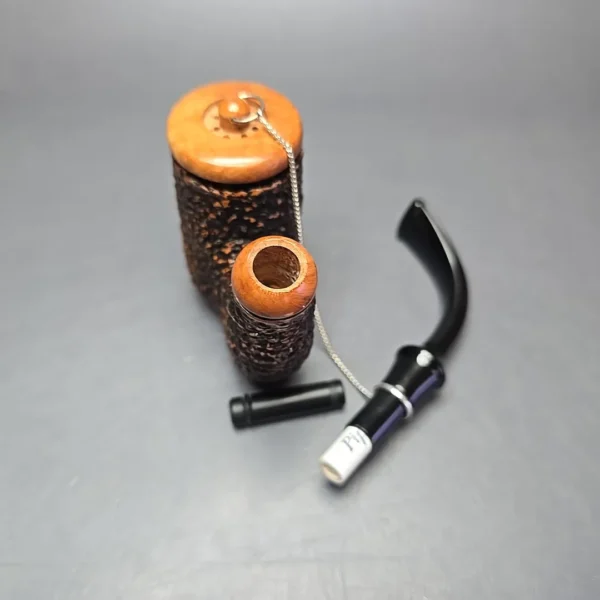 Brebbia Oom Paul Rocciata Rusticated Estate Briar Pipe, Unsmoked, 9mm - Image 16