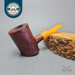 Moonshine MS06 Leather Sandblasted Stoker Poker w/ Yellow Stem Briar Pipe, New