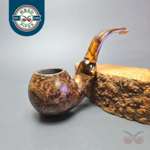 Moonshine MS12L Dark Smooth Long Stem Grapeshot w/ Tortoiseshell Stem Briar Pipe, New