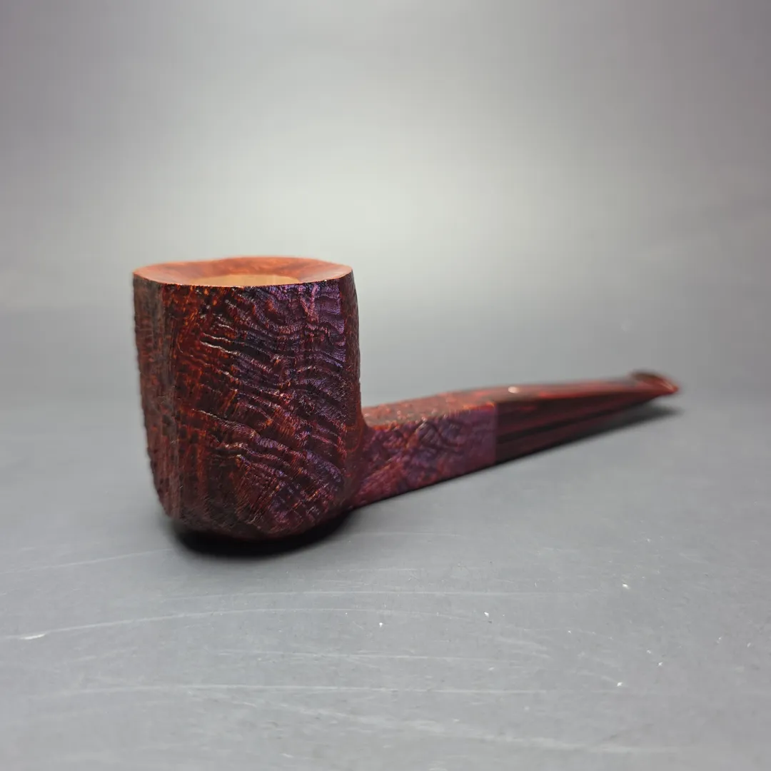 Graziano Tendi Partially Sandblasted Foursquare Panel Billiard Handmade Briar Pipe, New - Image 2