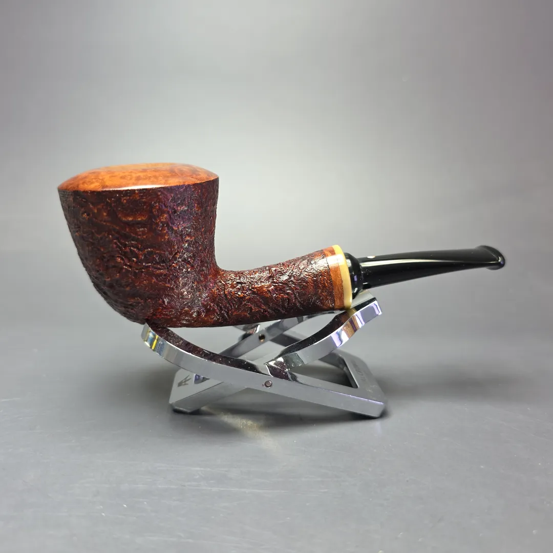 Graziano Tendi Partially Sandblasted Dublin w/ Boxwood Handmade Briar Pipe, New - Image 2