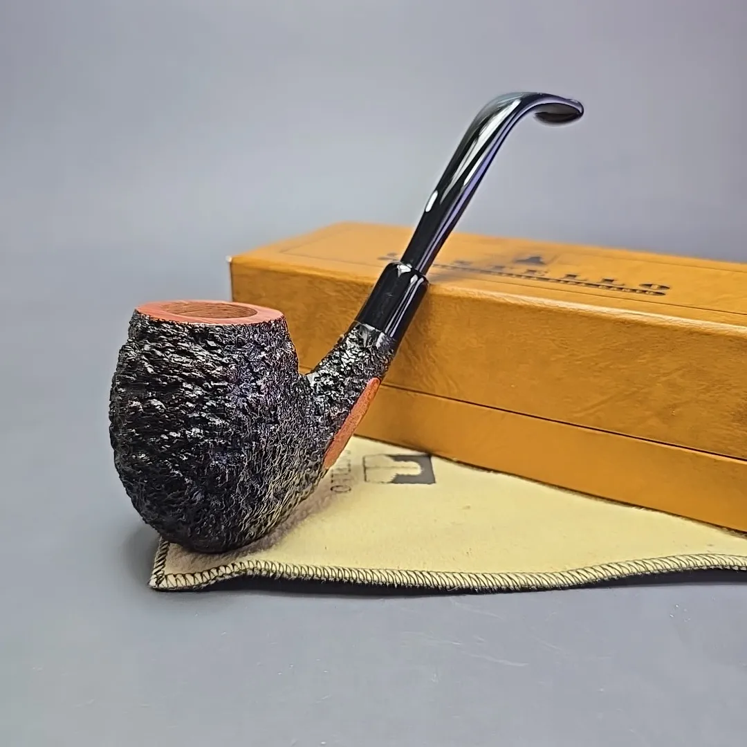 Castello Sea Rock Briar 4K Partially Rusticated Bent Egg Estate Briar Pipe, Unsmoked - Image 2