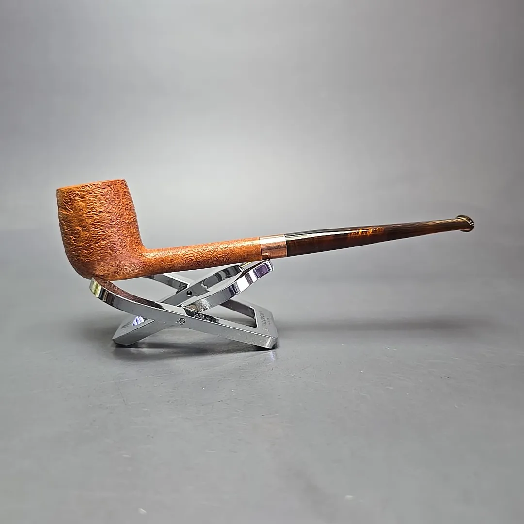 Bruno Nuttens Mini Bing B1 Partially Sandblasted Billiard w/ Copper Briar Pipe, New - Image 2