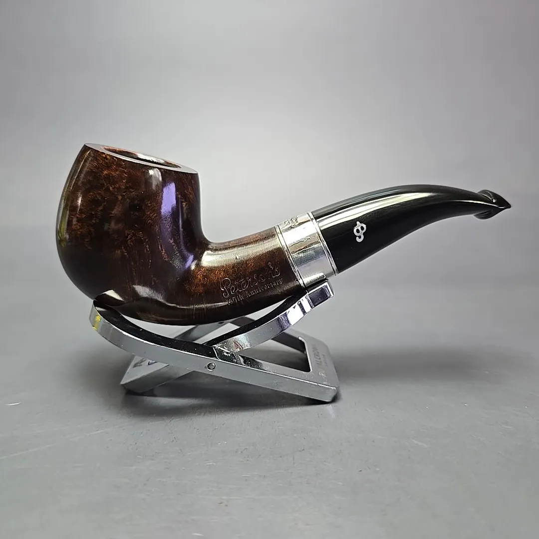 Peterson 160th Anniversary Pat. B Dark Smooth Bent Billiard Briar Pipe, New - Image 2
