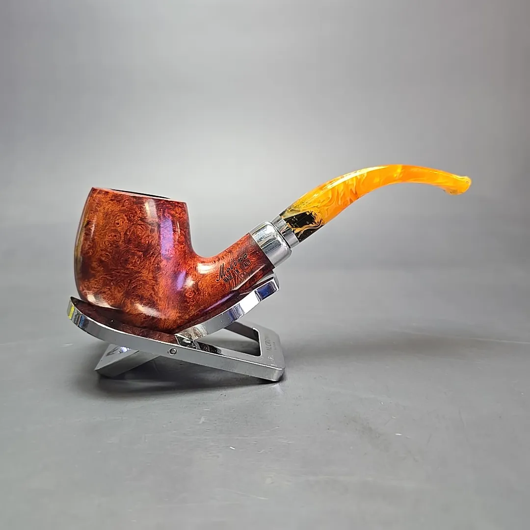 Molina Ambra 100 Smooth Bent Billiard Briar Pipe, New, 9mm - Image 2