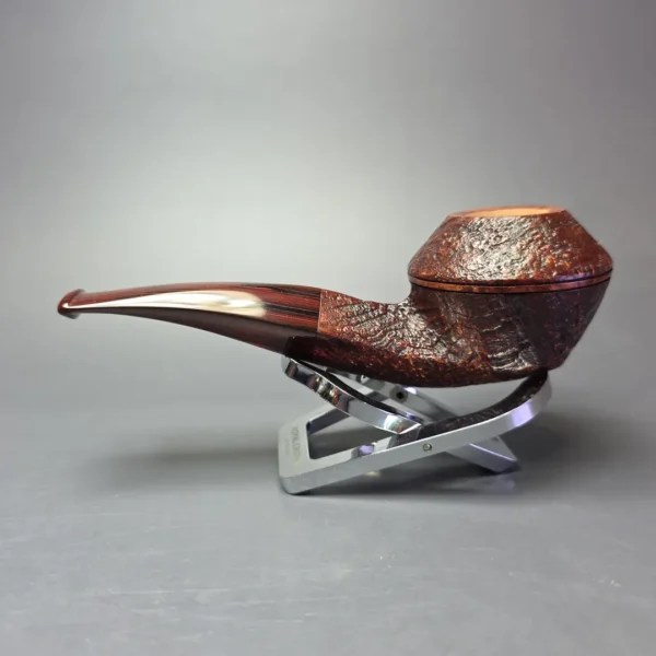 Graziano Tendi Sandblasted Bent Bulldog Handmade Briar Pipe, New - Image 4