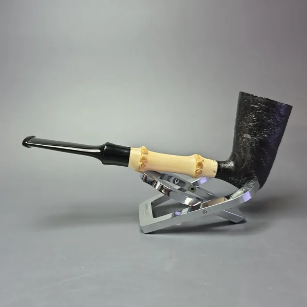 Graziano Tendi Sandblasted Nefertiti Dublin w/ Bamboo Handmade Briar Pipe, New - Image 4