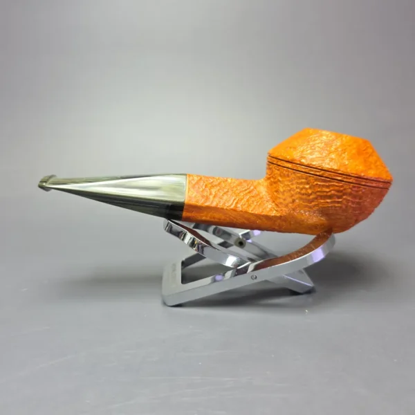 Graziano Tendi Tan Sandblasted "O" Squat Bulldog Handmade Briar Pipe, New - Image 4