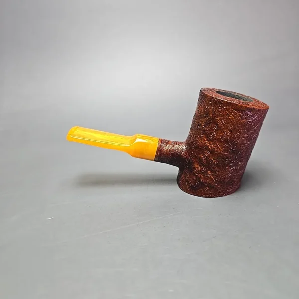 Moonshine MS06 Leather Sandblasted Stoker Poker w/ Yellow Stem Briar Pipe, New - Image 4