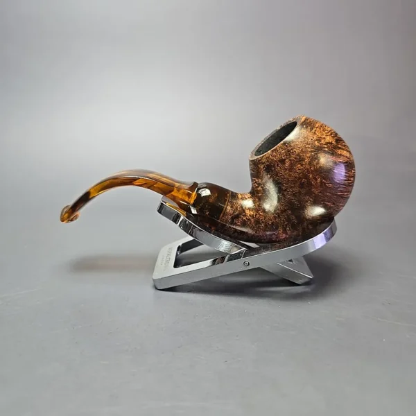 Moonshine MS12L Dark Smooth Long Stem Grapeshot w/ Tortoiseshell Stem Briar Pipe, New - Image 4