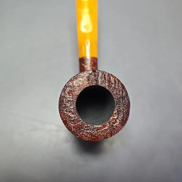 Moonshine MS06 Leather Sandblasted Stoker Poker w/ Yellow Stem Briar Pipe, New - Image 6