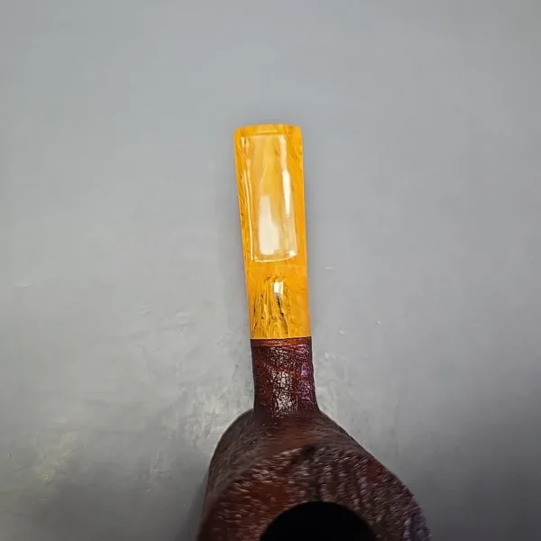 Moonshine MS06 Leather Sandblasted Stoker Poker w/ Yellow Stem Briar Pipe, New - Image 7