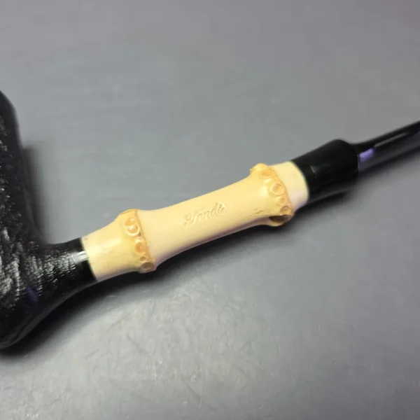 Graziano Tendi Sandblasted Nefertiti Dublin w/ Bamboo Handmade Briar Pipe, New - Image 8
