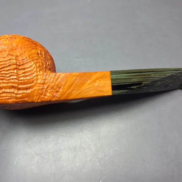 Graziano Tendi Tan Sandblasted "O" Squat Bulldog Handmade Briar Pipe, New - Image 8