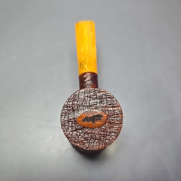 Moonshine MS06 Leather Sandblasted Stoker Poker w/ Yellow Stem Briar Pipe, New - Image 9