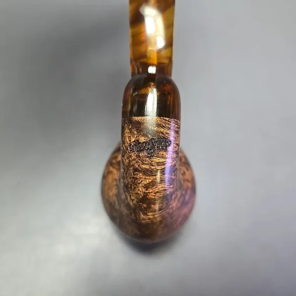 Moonshine MS12L Dark Smooth Long Stem Grapeshot w/ Tortoiseshell Stem Briar Pipe, New - Image 10