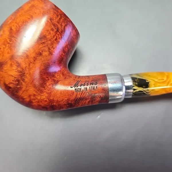 Molina Ambra 100 Smooth Bent Billiard Briar Pipe, New, 9mm - Image 10