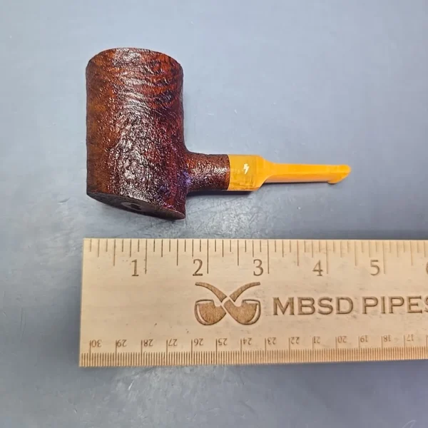 Moonshine MS06 Leather Sandblasted Stoker Poker w/ Yellow Stem Briar Pipe, New - Image 11