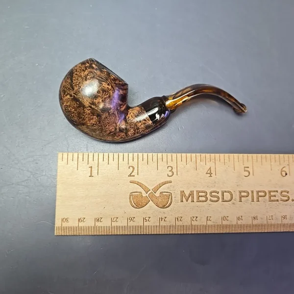 Moonshine MS12L Dark Smooth Long Stem Grapeshot w/ Tortoiseshell Stem Briar Pipe, New - Image 11