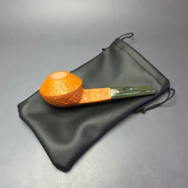 Graziano Tendi Tan Sandblasted "O" Squat Bulldog Handmade Briar Pipe, New - Image 12