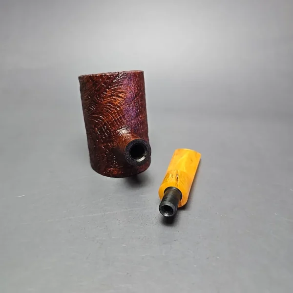 Moonshine MS06 Leather Sandblasted Stoker Poker w/ Yellow Stem Briar Pipe, New - Image 13