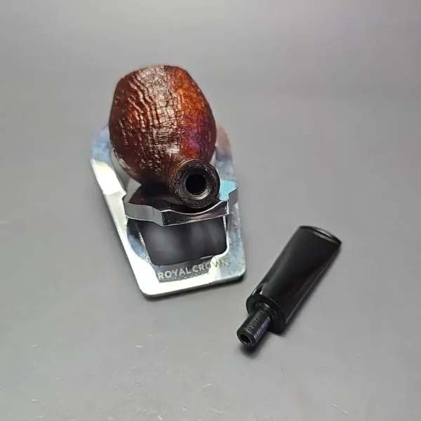 Moonshine MS07 Leather Sandblasted Devil Anse w/ Black Stem Briar Pipe, New - Image 13