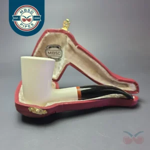 MBSD Meerschaum Deluxe Smooth Poker Block Meerschaum Pipe Briar-Mortise, New