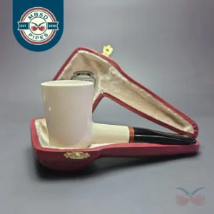 MBSD Meerschaum Deluxe Smooth Poker Block Meerschaum Pipe, Briar-Mortise, New, 9mm