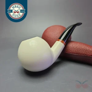 MBSD Meerschaum Deluxe Smooth Brandy Block Meerschaum Pipe, Briar-Mortise, New