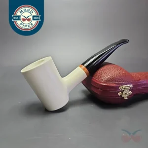 MBSD Meerschaum Deluxe Smooth Poker Block Meerschaum Pipe, Briar-Mortise, New