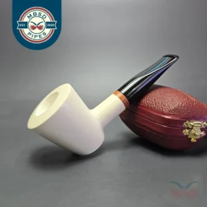 MBSD Meerschaum Deluxe Smooth Poker Block Meerschaum Pipe, Briar-Mortise, New