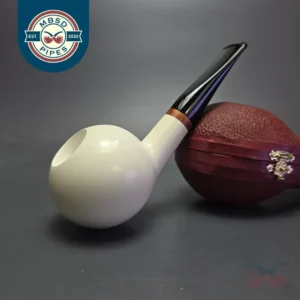 MBSD Meerschaum Deluxe Smooth Apple Block Meerschaum Pipe, Briar-Mortise, 9mm