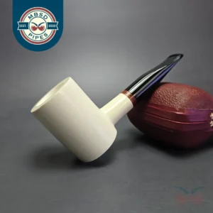 MBSD Meerschaum Translucent Poker Deluxe Block Meerschaum Pipe, Briar-Mortise, New