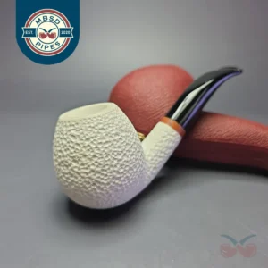 MBSD Meerschaum Deluxe Rusticated Brandy Block Meerschaum Pipe, Briar-Mortise, New