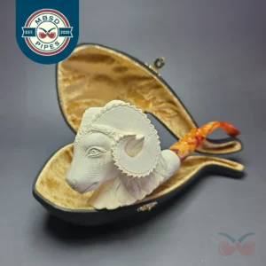 Ismail Baglan Magnum Ram w/ Case Estate Block Meerschaum Pipe, Unsmoked