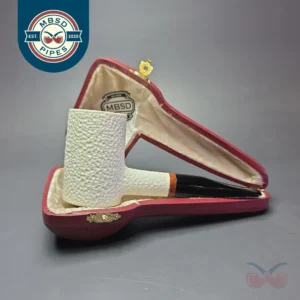 MBSD Meerschaum Deluxe Rusticated Poker Block Meerschaum Pipe, Briar-Mortise, New