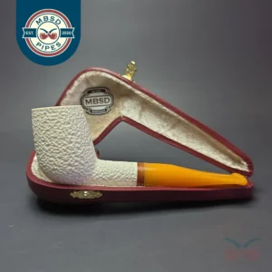 MBSD Meerschaum Deluxe Rusticated Belge Block Meerschaum Pipe, Briars-Mortise, New