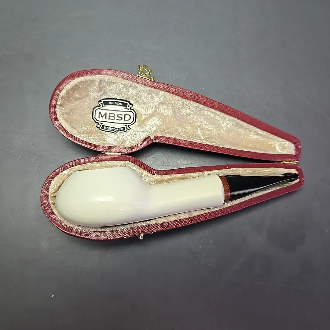 MBSD Meerschaum Deluxe Smooth Author Block Meerschaum Pipe, Briar-Mortise, New - Image 2