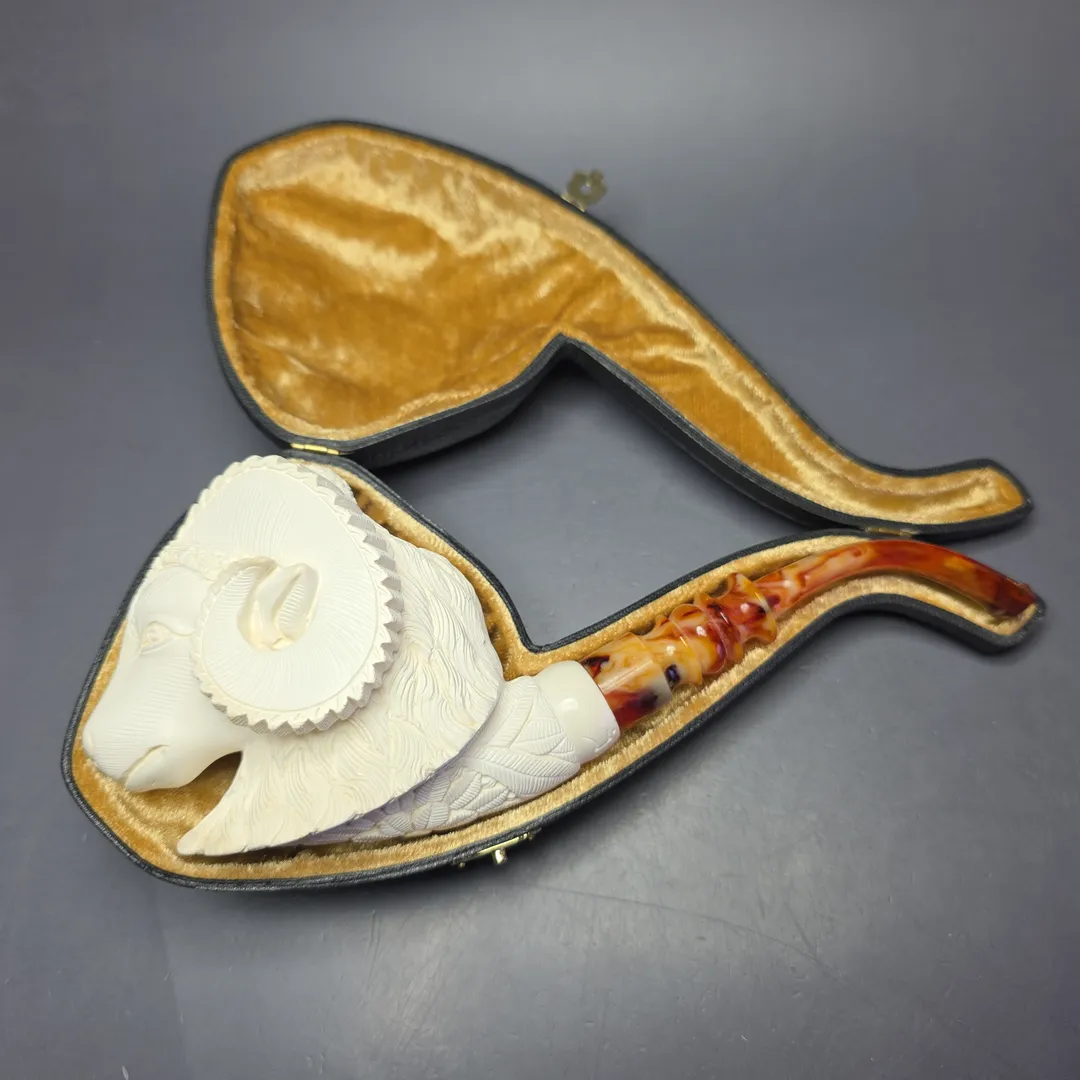 Ismail Baglan Magnum Ram w/ Case Estate Block Meerschaum Pipe, Unsmoked - Image 2