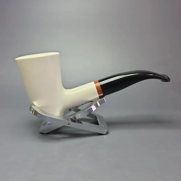 MBSD Meerschaum Deluxe Smooth Poker Block Meerschaum Pipe Briar-Mortise, New - Image 3