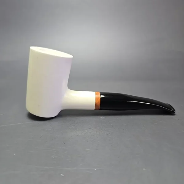 MBSD Meerschaum Deluxe Smooth Poker Block Meerschaum Pipe, Briar-Mortise, New - Image 3