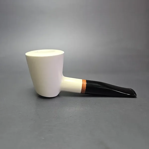 MBSD Meerschaum Deluxe Smooth Poker Block Meerschaum Pipe, Briar-Mortise, New - Image 3