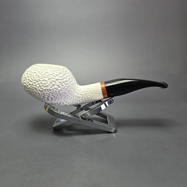 MBSD Meerschaum Deluxe Rusticated Author Block Meerschaum Pipe, Briar-Mortise, New - Image 3