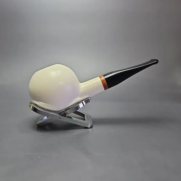 MBSD Meerschaum Deluxe Smooth Apple Block Meerschaum Pipe, Briar-Mortise, 9mm - Image 3