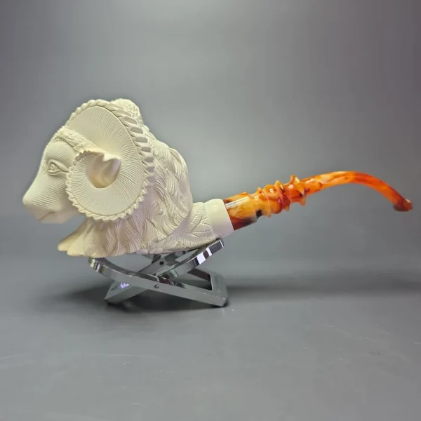 Ismail Baglan Magnum Ram w/ Case Estate Block Meerschaum Pipe, Unsmoked - Image 3