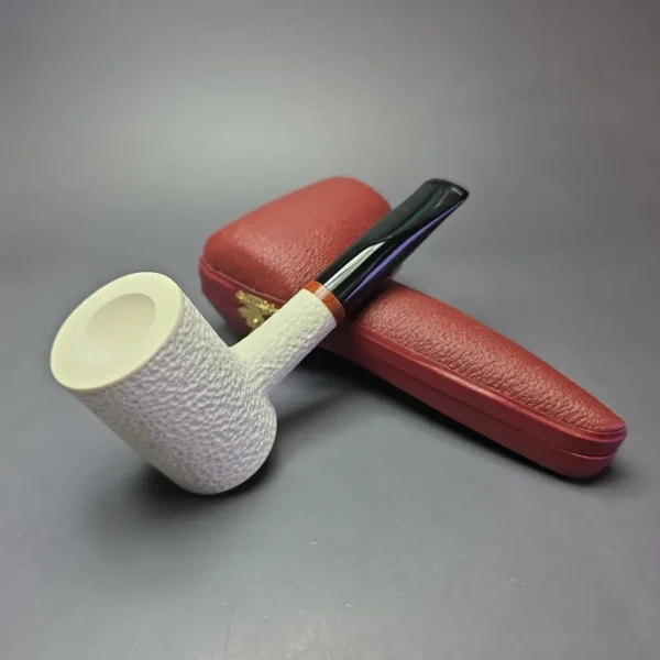 MBSD Meerschaum Deluxe Rusticated Poker Block Meerschaum Pipe, Briar-Mortise, New - Image 3