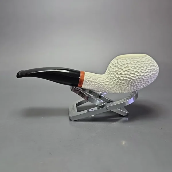 MBSD Meerschaum Deluxe Rusticated Author Block Meerschaum Pipe, Briar-Mortise, New - Image 5