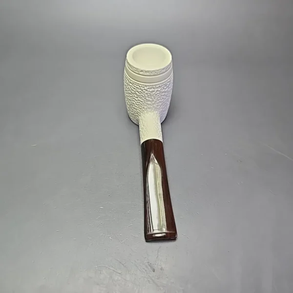MBSD Meerschaum Deluxe Partially Rusticated Poker Block Meerschaum Pipe, Briar-Mortise, New - Image 6